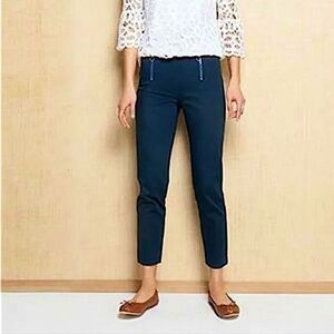 J. McLaughlin Weston Solid 2 Zip Front Textured Trouser Pant in Dark Navy size 4